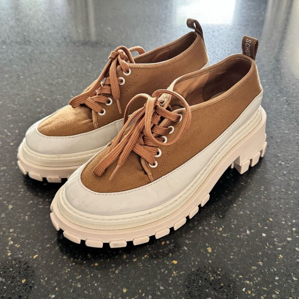 Schultz Krystal Platform Sneakers. Tan. Size 7.5